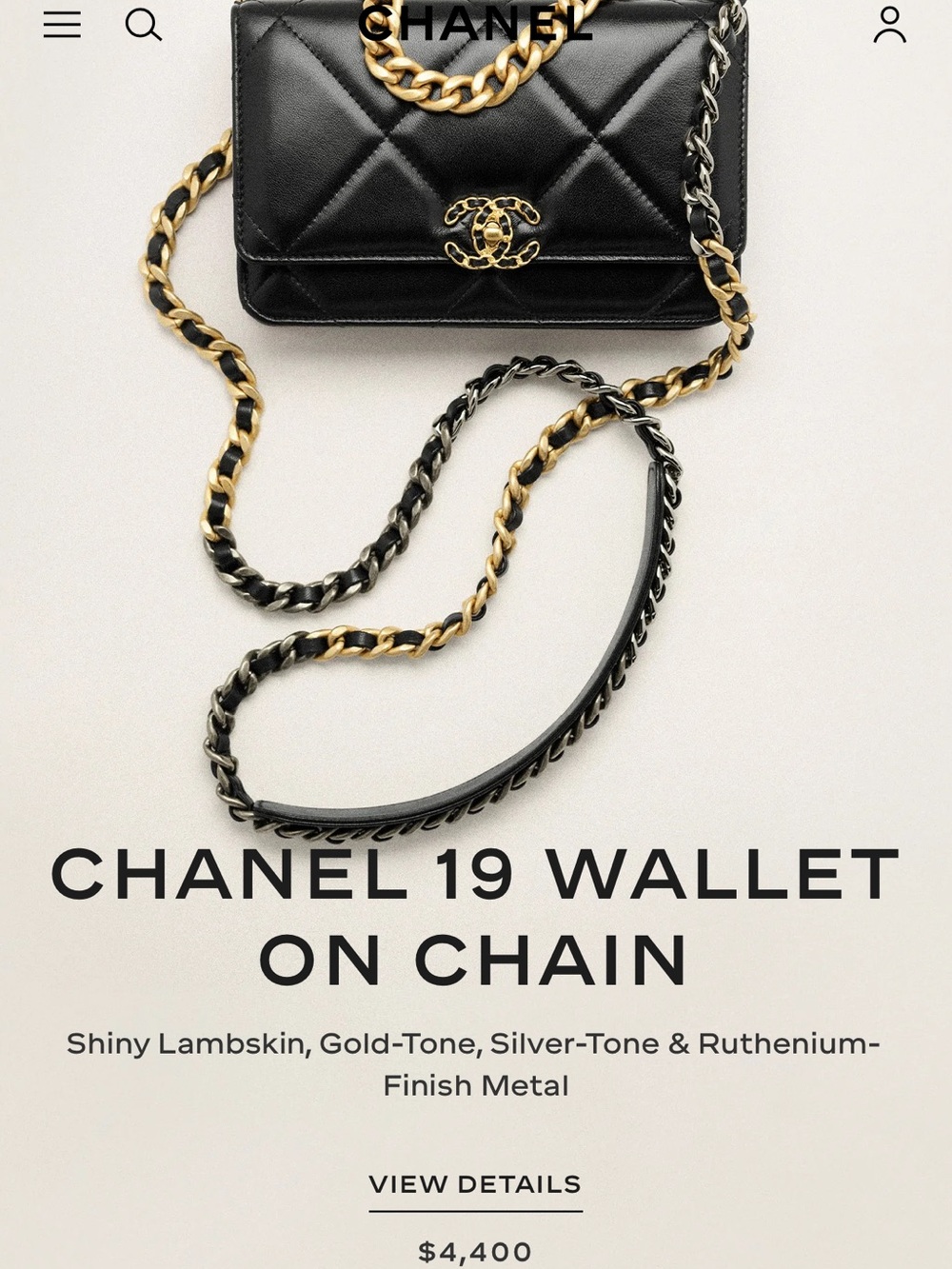 CHANEL 19 Wallet On A Chain Black Lambskin With Gold Hardware - Picture 4 of 14